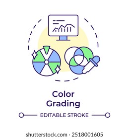 Color grading multi color concept icon. Video editing, visual correction. Editing software. Round shape line illustration. Abstract idea. Graphic design. Easy to use in infographic, presentation