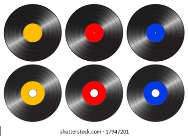 Color gramophone record on a white background. Vector illustration.