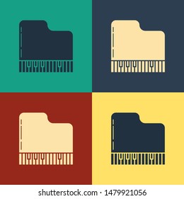Color Grand piano icon isolated on color background. Musical instrument. Vintage style drawing. Vector Illustration