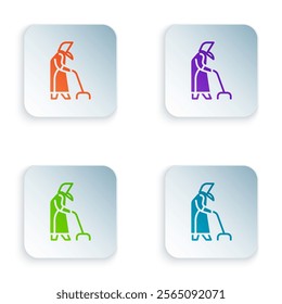 Color Grandmother icon isolated on white background. Set colorful icons in square buttons. Vector