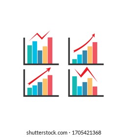 Color Graph Chart Icons Set. Vector illustration on white background EPS10