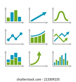 Color Graph Chart Icons Set. Vector illustration