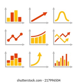 Color Graph Chart Icons Set. Vector illustration
