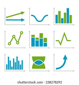 Color Graph Chart Icons Set. Vector illustration