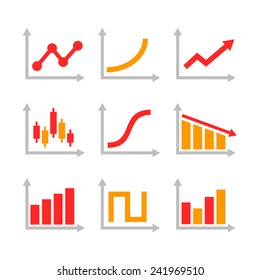 Color Graph Chart Icons Set. Vector illustration