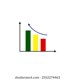 Color graph, vector icon. Growth chart.