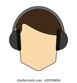 color graphic front faceless guy customer service icon
