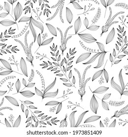 color graphic seamless pattern in the Baroque style. Vector black and white illustration. Printing on fabric for home