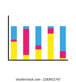 Columnas de gráficos de color. Plantilla de presentación. Concepto de gráfico. Infografía de información de datos. Ilustración vectorial. imagen de stock. 