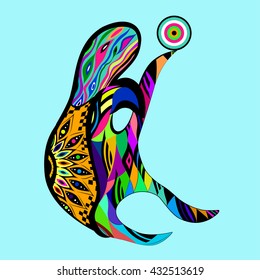 color graphics turtle with a ball on a blue background