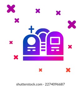 Color Grave with tombstone icon isolated on white background. Gradient random dynamic shapes. Vector