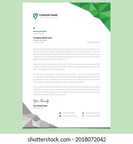 Color green gray. Simple and clean creative corporate business style letterhead design template. Editable letterhead template.