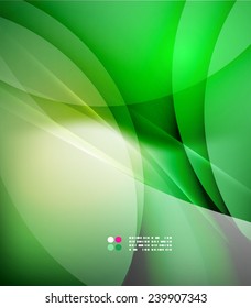 Color green and light, waves and lines. Abstract background