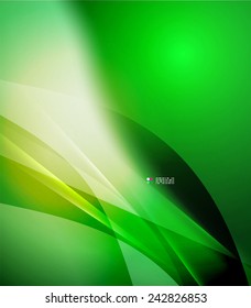 Color green and light, waves and lines. Abstract background
