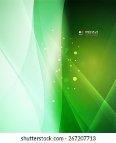 Farbe Grün und Licht, Wellen und Linien. Abstrakter Hintergrund