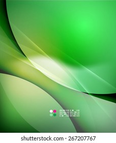 Color green and light, waves and lines. Abstract background