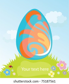 Color greeting card for Easter with the egg image
