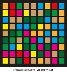 Paleta de grade de cores. Matriz quadrada do arco-íris. Coleção de amostras de vetor. Amostras de matiz brilhante.