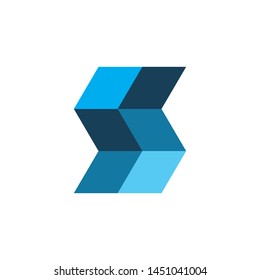 color grid square s logo design zig zag