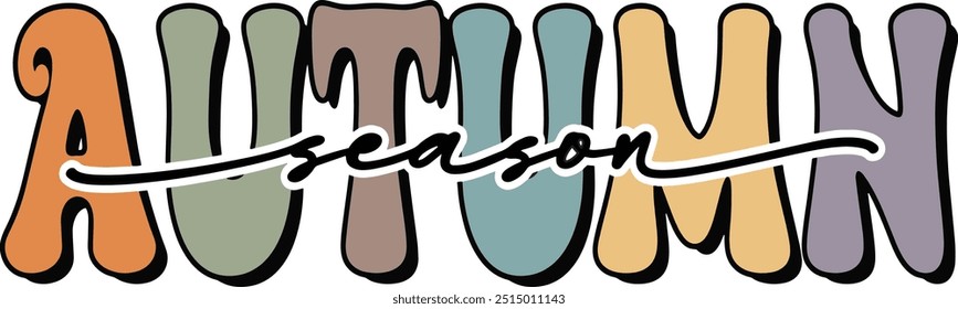 Color Groovy Autumn Season Text for fall shirt, card