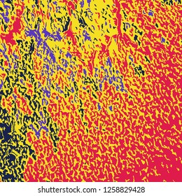 Color Grunge Background. Abstract Multicolor Vector Texture with Scratched Lines, Spots and Blobs for Banner, Card, Wallpaper. Modern Rough Colored Pattern with Different Elements. 