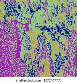 Color Grunge Background. Abstract Multicolor Texture with Scratched Lines, Spots and Blobs for Card, Print, Mobile Applications. Retro Rough Colored Pattern with Different Elements. 