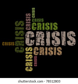 color grunge background with words crisis