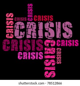 color grunge background with words crisis