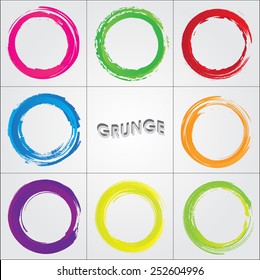 Color grunge circle set.Round shapes.Vector illustration.