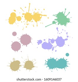 color grunge ink splashes set