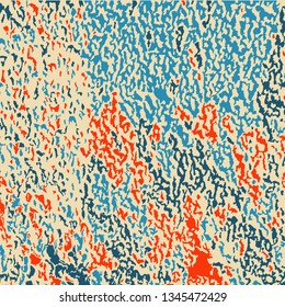 Color Grunge Pattern. Abstract Colorful Vector Texture with Scratched Lines, Spots and Blobs for Web Applications, Banner, Card. Retro Rough Multicolor Background with Different Elements.