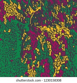 Color Grunge Pattern. Abstract Multicolor Vector Texture with Scratched Lines, Spots and Blobs for Wallpaper, Print, Card. Vintage Rough Colored Pattern with Different Elements. 
