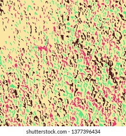 Color Grunge Pattern. Abstract Multicolor Vector Texture with Scratched Lines, Spots and Blobs for Print, Card, Banner. Retro Rough Colored Background with Different Elements.