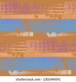 Color Grunge Pattern. Abstract Scratched Texture with Ragged Brushstrokes. Scribbled Grunge Motif for Calico, Print, Textile. Colorful Vector Background for your Design.