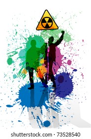 Color grunge poster with road sign