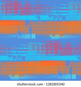 Color Grunge Stripes. Abstract Scratched Texture with Ragged Brushstrokes. Scribbled Grunge Motif for Fabric, Cloth, Textile. Colorful Vector Background for your Design.