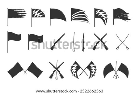Color guard flag silhouette, Marching band flag silhouette, Color guard rifle silhouette, Color guard silhouette