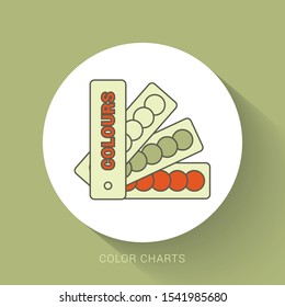 Color guide with palette of paint samples, catalog for tinting in vector