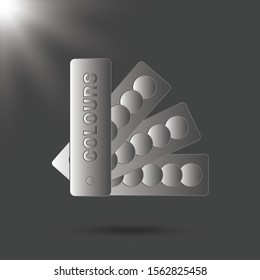 Color guide with palette of paint samples, catalog for tinting in vector
