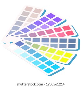 Color guide with palette of paint samples isolated on white background. Set of shades of ink