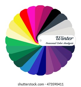 Color Guide. Seasonal Color Analysis Palette For Winter Type