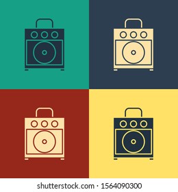 Color Guitar amplifier icon isolated on color background. Musical instrument. Vintage style drawing. Vector Illustration