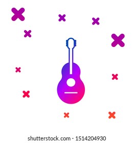 Color Guitar icon isolated on white background. Acoustic guitar. String musical instrument. Gradient random dynamic shapes. Vector Illustration