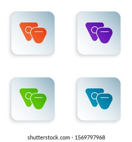 Color Guitar pick icon isolated on white background. Musical instrument. Set icons in square buttons. Vector Illustration