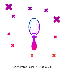 Color Hair brush for dog and cat icon isolated on white background. Brush for animal fur. Pet accessory. Gradient random dynamic shapes. Vector Illustration