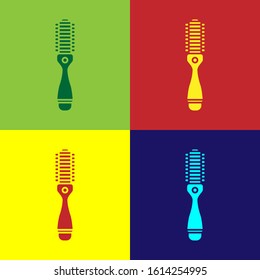 Color Hair dryer icon isolated on color background. Hairdryer sign. Hair drying symbol. Blowing hot air.  Vector Illustration