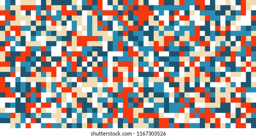 Color Halftone Background. Abstract Digital Texture with Color Squares for Print, Banner, Card, Web and Mobile Applications. Vintage Tech Halftone Pattern with Color Pixels. Vector Texture.