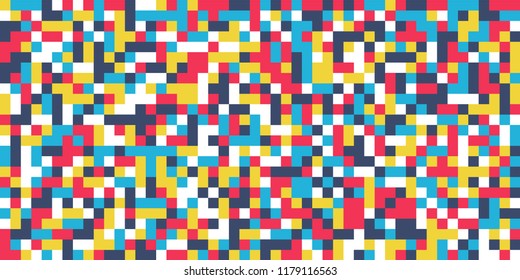 Color Halftone Background. Abstract Digital Texture with Color Squares for Print, Banner, Card, Web and Mobile Applications. Modern Tech Halftone Pattern with Color Pixels. Vector Texture.