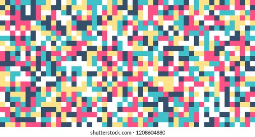 Color Halftone Background. Abstract Digital Texture with Color Squares for Print, Banner, Card, Web and Mobile Applications. Retro Tech Halftone Pattern with Color Pixels. Vector Texture.