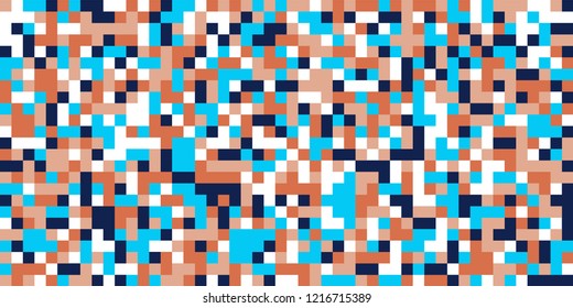Color Halftone Background. Abstract Digital Texture with Color Squares for Print, Banner, Card, Web and Mobile Applications. Vintage Tech Halftone Pattern with Color Pixels. Vector Texture.